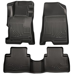 Honda Accord Floor Liners - Front + Rear - Husky Liners - WeatherBeater Combo (One-Piece 2nd Row) - Black - `08-`12